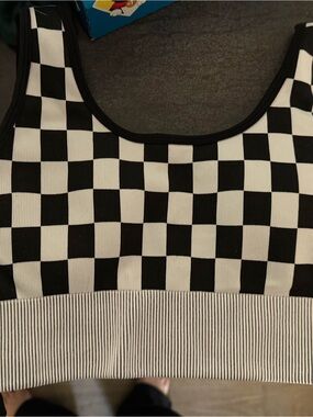 Black and White Checkered One-Piece Tank Top